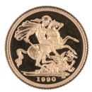1990 Elizabeth II Third Portrait UK Half Sovereign Coin