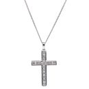9ct White Gold 0.85ct Brilliant Cut Lab Grown Diamond Cross Pendant and Chain 16"