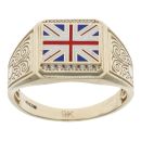 9ct Yellow Gold Union Jack Flag Signet Ring