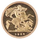 1988 Elizabeth II Third Portrait UK Half Sovereign Coin