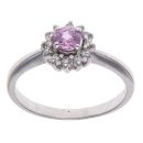 14ct White Gold 0.10ct Diamond and Pink Sapphire Cluster Ring
