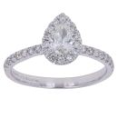 De Beers 18ct White Gold 0.77ct Pear and Brilliant Cut Diamond Cluster Ring