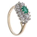 9ct Yellow Gold 0.35ct Diamond and Emerald Cluster Ring