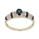 14ct Yellow Gold 0.10ct Brilliant Cut Diamond and Sapphire Solitaire Ring