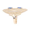14ct Yellow Gold Cubic Zirconia and Blue Gem Ring