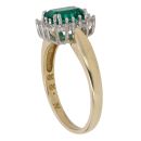 18ct Yellow Gold 0.22ct Diamond and Created Emerald Cluster Ring