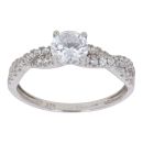 9ct White Gold Cubic Zirconia Solitaire Twist Ring
