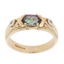 9ct Yellow Gold Created Mystic Quartz And Diamond Ring