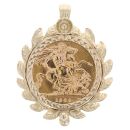 9ct Yellow Gold 1964 Elizabeth II First Portrait Full Sovereign Coin Pendant