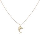 9ct Yellow Gold Dolphin Pendant and Chain 16"