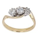 18ct Yellow Gold 0.80ct Brilliant Cut Diamond Trilogy Ring