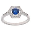 Silver Cubic Zirconia And Blue Gemstone Cluster Ring By Icesia