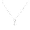 9ct White Gold Cubic Zirconia Wave Pendant And Chain 18"