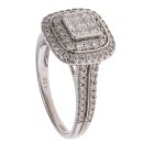 18ct White Gold 1.00ct Princess And Brilliant Cut Diamond Cluster Ring