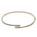9ct Yellow and White Gold 0.30ct Brilliant Cut Diamond Twist Hinged Bangle