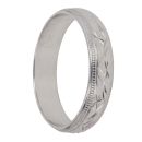 9ct White Gold Patterned Wedding Band 4mm