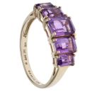 9ct Yellow Gold Amethyst Five Stone Fancy Ring