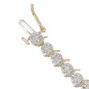 9ct Yellow And White Gold 0.90ct Brilliant Cut Diamond Bracelet 7"