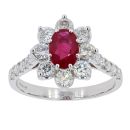 18ct White Gold Diamond And Ruby Cluster Ring by Anya Belle