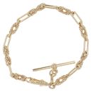9ct Yellow Gold Knots and Bars T-Bar Bracelet 7.5"