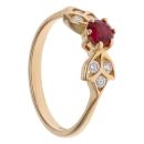 18ct Yellow Gold 0.20ct Brilliant Cut Diamond and Ruby Solitaire Ring