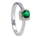 Silver Cubic Zirconia And Green Gemstone Cluster Ring by Icesia