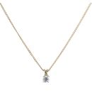 9ct Yellow Gold Cubic Zirconia Solitaire Pendant and Chain 18"