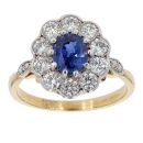 18ct Yellow Gold Diamond And Sapphire Cluster Ring