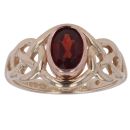 9ct Yellow and Rose Gold Garnet Celtic Patterned Clogau Ring