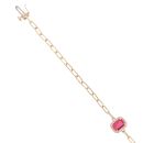 9ct Yellow Gold 0.12ct Diamond And Created Ruby Cluster Bracelet 7"