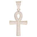 9ct Yellow Gold Cubic Zirconia Ankh Cros Pendant
