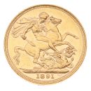 1891 Victoria Jubilee Head Australia Full Sovereign Coin