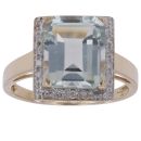 9ct Yellow Gold 0.15ct Diamond and Prasiolite Cluster Ring