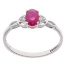 9ct White Gold 0.03ct Diamond and Ruby Ring
