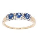 9ct Yellow Gold Sapphire & 0.13cts Diamond Ring by Anya Belle