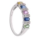 14ct White Gold 0.05ct Diamond and Multi Gemstone Five Stone Ring