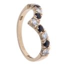 9ct Yellow Gold Cubic Zirconia and Sapphire Wishbone Ring