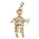 9ct Yellow Gold Multi-Gemstone Schoolboy Pendant