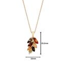 18ct Yellow ﻿Gold on Sterling Silver Baltic Amber Multi Leaf Drop Pendant Necklace