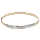 9ct Yellow and White Gold Cubic Zirconia Bangle