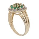9ct Yellow Gold 0.12ct Diamond and Emerald Cluster Ring