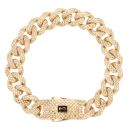 14ct Yellow Gold Monaco Patterned Curb Alternate Flex Lock Bracelet 8.5"