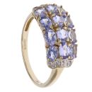 9ct Yellow Gold 0.05ct Brilliant Cut Diamond and Tanzanite Cluster Ring