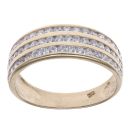 9ct Yellow Gold Cubic Zirconia Three Row Half Eternity Ring