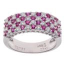 18ct White Gold 0.68ct Brilliant Cut Diamond and Pink Sapphire Cluster Ring