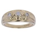 9ct Yellow Gold 0.15ct Diamond Trilogy Signet Ring