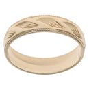 9ct Yellow Gold Patterned Milligrain Wedding Band 4.3mm