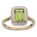 9ct Yellow and White Gold Peridot Single Stone Ring