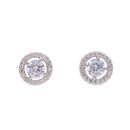 Sterling Silver Cubic Zirconia Halo Stud Earrings by Icesia