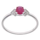9ct White Gold 0.04ct Diamond and Ruby Ring